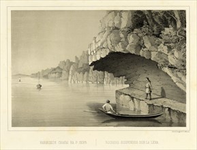 Cliff Overhang Above the Lena River, 1856. Creator: Ivan Dem'ianovich Bulychev.