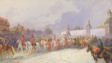 The Arrival of the Captured Kuchum's Family in Moscow, 1599, 19th century. Creator: Nikolay Nikolaevich Karazin.