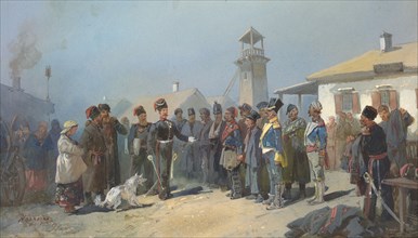 Native Ancestors of the Siberian Cossacks Polish Prisoners in Napoleon's Army Enlisting..., 1813. Creator: Nikolay Nikolaevich Karazin.