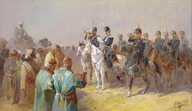 Kyrgyz-Kazakhs of the Middle Horde Paying a Tax by the Tsar's Decree, 19th century. Creator: Nikolay Nikolaevich Karazin.