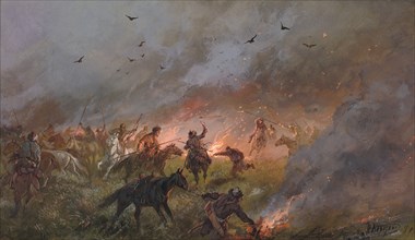 Pugachev's Rebellion in Siberia Defeat of the Impostor's Mob near Troitsk, May 21, 1774, 19th cent. Creator: Nikolay Nikolaevich Karazin.