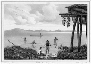 Fishing in Kamchatka, 19th century. Creators: Friedrich Heinrich Kittlitz, Godefroy Engelmann, Jules David, Edouard Jean Marie Hostein.