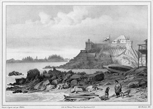 Settlement of Novo-Arkhangel'sk (Sitka Island), Northwest Coast of America, 19th century. Creators: Friedrich Heinrich Kittlitz, Louis-Pierre-Alphonse Bichebois.