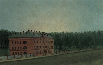 View of the Student Hostel on the Right Corner of the University Grove, Tomsk, 1887. Creator: Pavel Mikhailovich Kosharov.