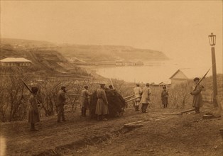 Exiled Captives Carting Manure at Korsakov Post in Southern Sakhalin, 1880-1899. Creator: Innokenty Ignatievich Pavlovsky.
