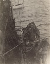 Chukchi Boat Alongside a Clipper Ship, 1889. Creator: Unknown.