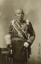 General Baron T. Kuroki, three-quarter length portrait, in uniform, facing front graphic /, c1907. Creator: Maruki Riyo.