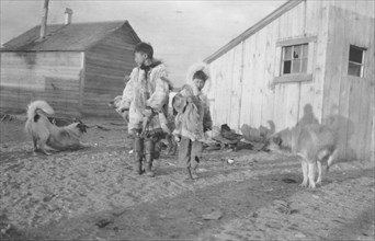Eskimo boys with dogs, between c1900 and 1916. Creator: Unknown.