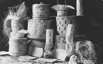 Basket weaving, between c1900 and c1930. Creator: Unknown.