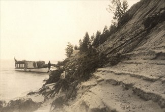 View of the crumbling sandy right bank of the Zeya River, 1909. Creator: Vladimir Ivanovich Fedorov.