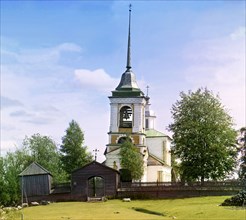 Village of Kargulino; church [Russian Empire], 1909. Creator: Sergey Mikhaylovich Prokudin-Gorsky.