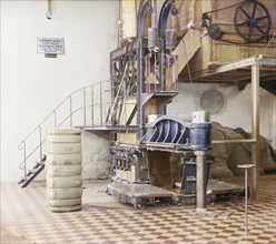 Cotton textile mill interior, probably in Tashkent, between 1905 and 1915. Creator: Sergey Mikhaylovich Prokudin-Gorsky.