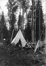 Explorer's Camp in the Taiga, 1909. Creator: Dorozhno-Stroitel'nyi Otdel.