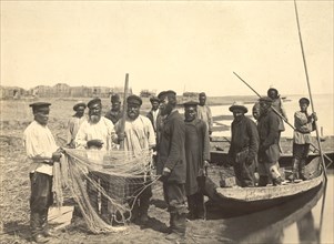 Fishermen on Lake Zaisan, 1909. Creator: Nikolai Georgievich Katanaev.