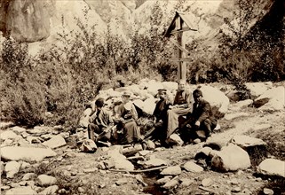 A group of travelers at the holy spring, 1900. Creators: I. A. Podgorbunskii, V. I. Podgorbunskii.