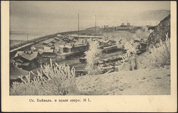 Baikal station and the lake in the distance, 1905. Creator: Unknown.