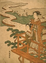 A Couple Viewing Rice Planting, 18th century. Creator: Isoda Koryusai.