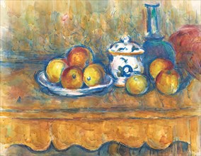 Still life with blue bottle, sugar bowl and apples, 1900-1906. Creator: Paul Cezanne.