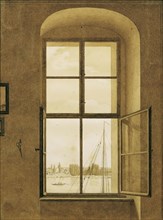 View from the artist's studio (right window), around 1805/1806. Creator: Caspar David Friedrich.