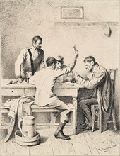 Soldiers playing cards, 1880. Creator: Friedrich Friedlaender.