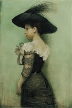 Lady with black dress and hat (Alice Hauser), 1901. Creator: John Quincy Adams.