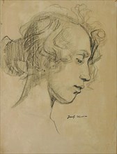 Girl's head in profile, 1920. Creator: Josef Wawra.