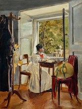 Marie Krafft at the desk, 1830. Creator: Johann Peter Krafft.