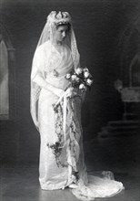 Portrait of Alfhild Arosenius (1880-1966) in wedding dress, 1913. Creator: Ferdinand Flodin.