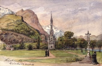 La chapelle des Rosaires. Lourdes April 13, 86, 1886.  Creator: Fritz von Dardel.