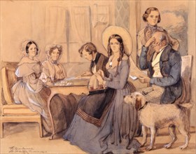 The Dardel family in Saint-Blaise, Switzerland, July 1843. Creator: Fritz von Dardel.