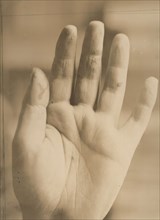 August Strindberg's hand with the inscription "Photographie aufgenommen im Hôpital Saint..., 1895. Creator: Julien Leclercq.