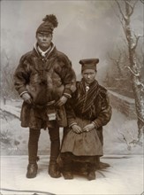 Gellivar patches in spring costume. Jan Eriksson Pitsa with fiancee, 1910. Creator: Borg Mesch.