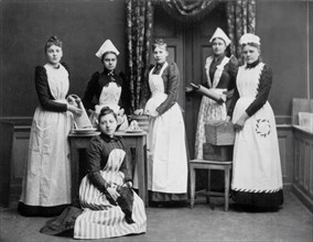 Pupils at Uppsala Housekeeping School, 1890-1899.  Creator: Henri Osti.