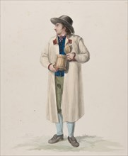 Apparel - "Habitant de la Paroisse de Wingåker". Man in costume in full figure. (c1800s) Creator: Carl Wilhelm Swedman.