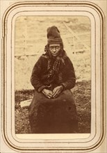 Portrait of Karin Nilsdotter Finnberg, born Länta, age 50, Sirka's Sami village, 1868.  Creator: Lotten von Duben.