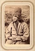 Profile portrait of the widow Ristin Menlös b. Pantsi, 44 years old, Tuorpon Sami village, 1868. Creator: Lotten von Duben.