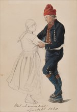 Karl and woman-dressed, Ljusdahl, 1840,  Creator: Vilhelm Wallander.