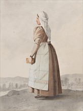 Woman in costume in profile, 1810-1857. The first booklet of the 19th century.  Creator: Otto Wallgren.