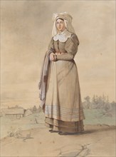 Woman in costume, first half of the 19th century. Creator: Otto Wallgren.
