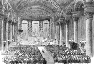 Midnight Mass at St. Mary's, Moorfields, on Christmas Eve, 1862. Creator: J. Williamson.