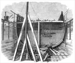 The new iron-clad fleet: framing of Her Majesty's steam-frigate Achilles, 50 guns, 1862. Creator: Unknown.