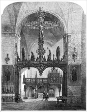 Interior of the Dom, Lübeck, by Samuel Read, in the exhibition of the Society of..., 1862. Creator: Mason Jackson.