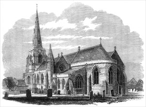 The Church of the Holy Sepulchre at Northampton, in process of restoration, 1862. Creator: Unknown.