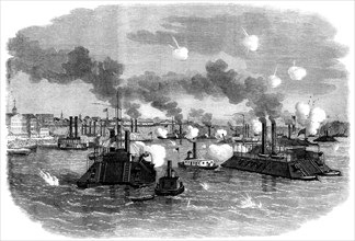 The Civil War in America: destruction of the Confederate flotilla..., 1862. Creator: Unknown.