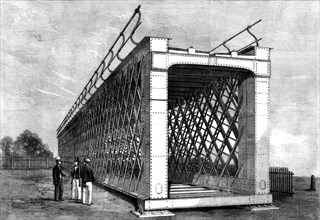 Span of a large iron lattice-bridge to cross the River Jumna, near Delhi, 1862.  Creator: Unknown.