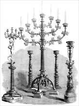 The International Exhibition: iron candelabra for churches, from the Royal Foundry, Berlin, 1862. Creator: Unknown.
