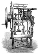 The International Exhibition: Gruner's patent folding, stitching and pressing machine, 1862. Creator: Unknown.