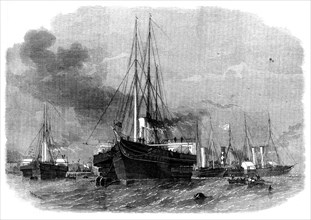 Her Majesty the Queen leaving Greenhithe in the Royal Yacht for Germany, 1862. Creator: Smyth.