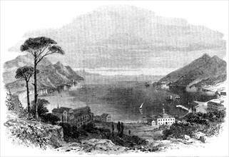 View of the Gulf of Spezia: showing the house at Varignano in which Garibaldi is confined, 1862. Creator: Unknown.