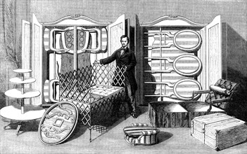 The International Exhibition: patent folding furniture by Mannstein of Vienna, 1862. Creator: Unknown.